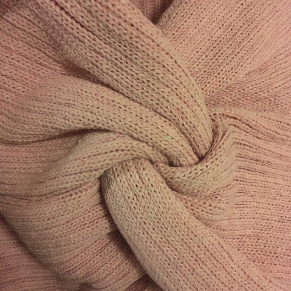 Stylish V Neck Knot Crop Front Rose Red Sweater - Picture 6 of 7